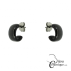 Boucles d'oreilles demi créoles céramique noire